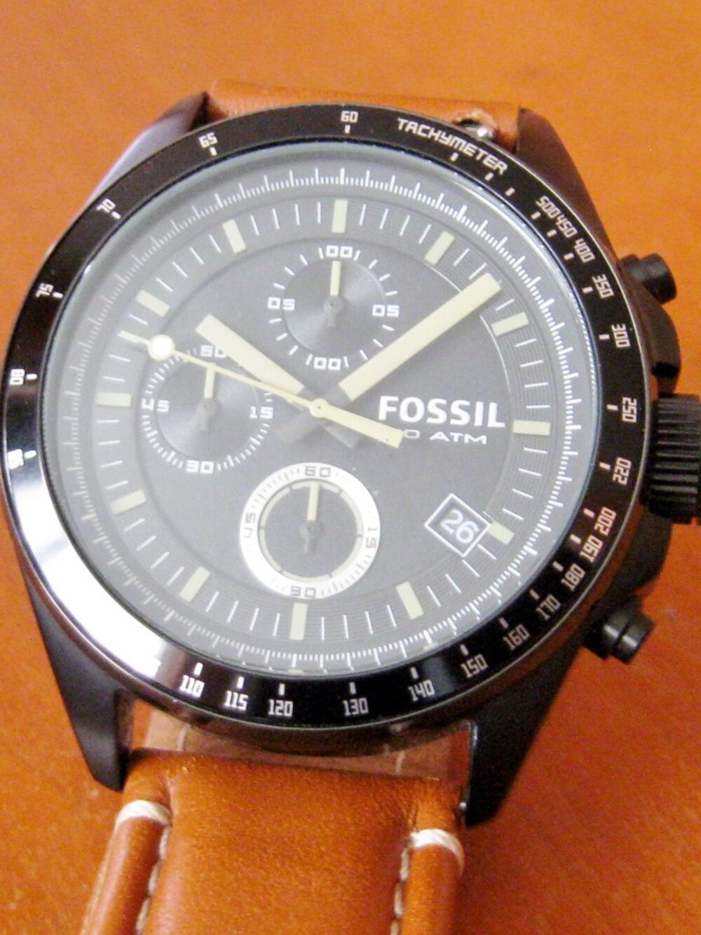 Fossil Tachometer 10 ATM CH-2687 Fossil Men Watch Leather Band Stainless Steel